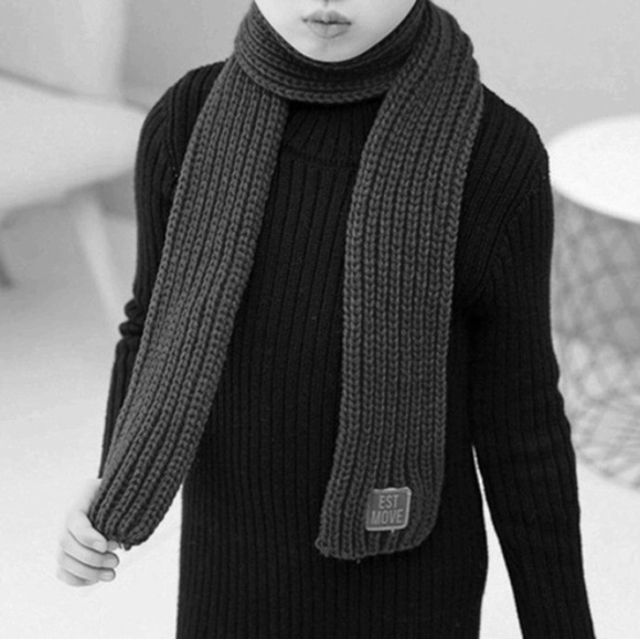 Children's Solid Beige Soft Kitted Scarf Wrap - Picture 5 of 6